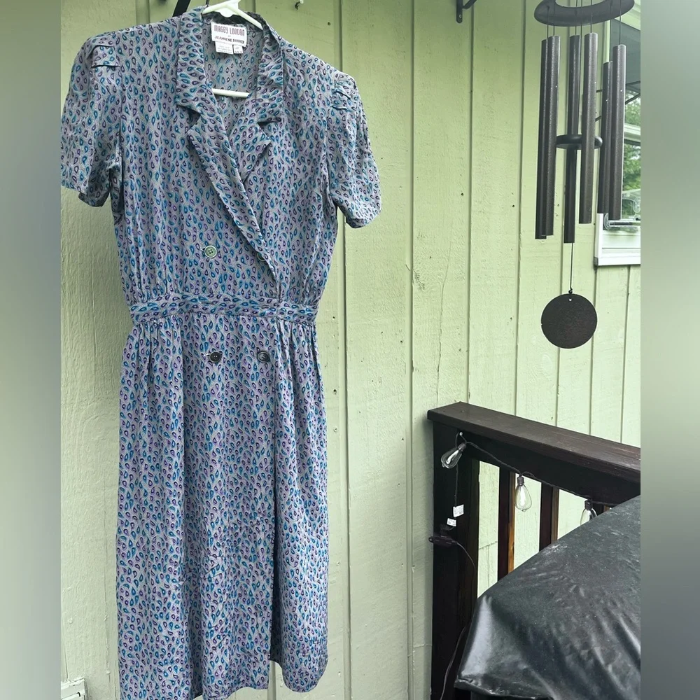 maggy london silk dress Vintage Maggy London Silk Floral Dress, Pastel Midi Tea Length With Scarf